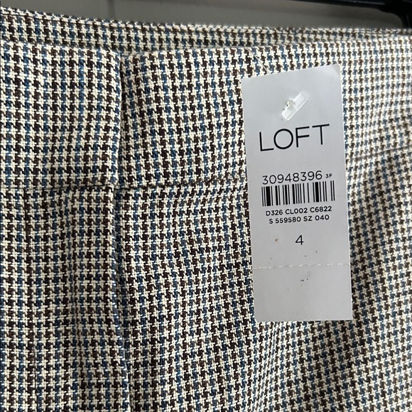 LOFT Pants - Ann Taylor Loft Wide Leg Cropped Pants Women's Size 4 Houndstooth Linen & Cotton